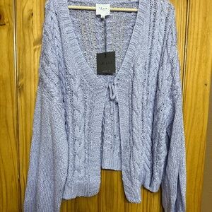 Le Lis Lavender Women’s Chunky Knit Cardigan Sweater